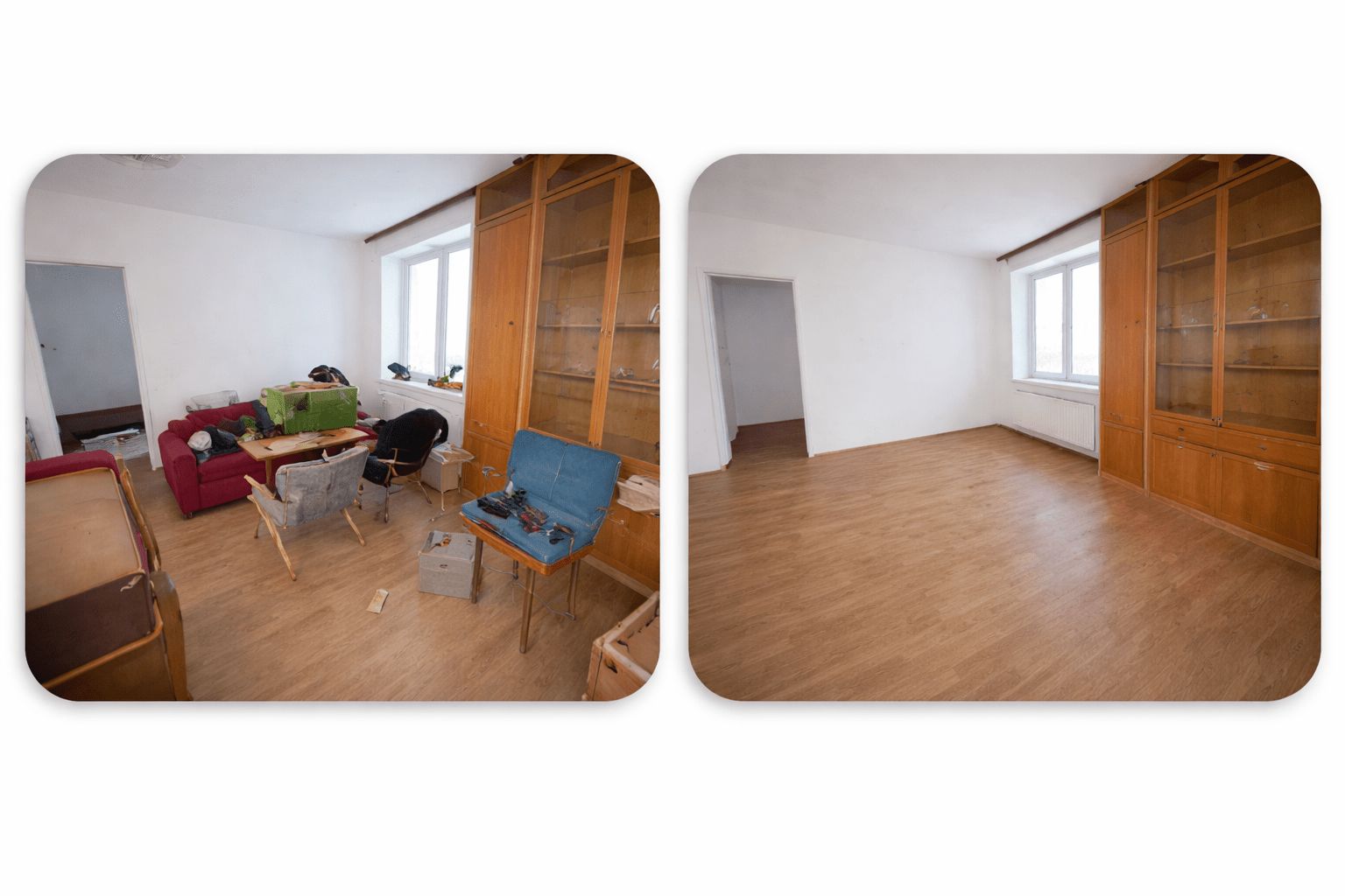 Verlassenschaft Entrümpelung im 14. Bezirk in Wien – Zimmer vor der Räumung mit Möbeln und Gegenständen